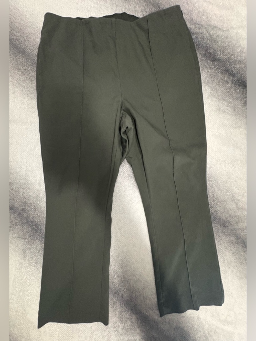 (B2) LOFT High Waist Curvy Pintuck Pull-On Pants Dark Olive Green 14 Career